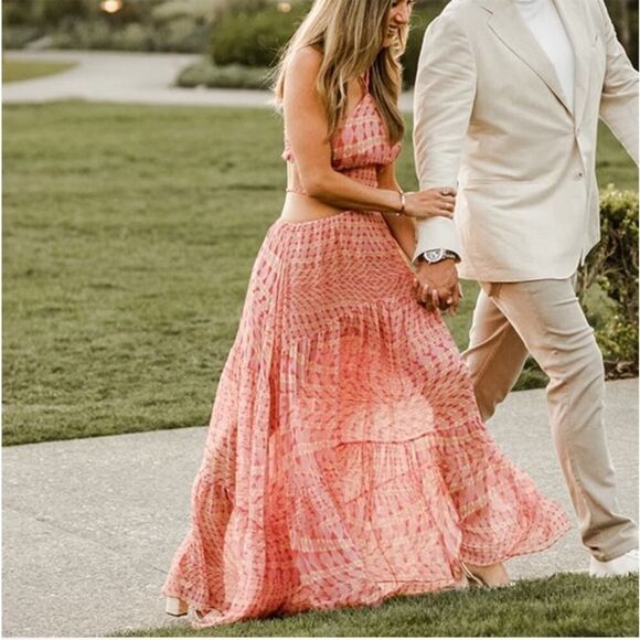 NEW MISA Los Angeles Dalia Dress Large in Septima Geo Cut-Out Halter Maxi Dress - Picture 4 of 8